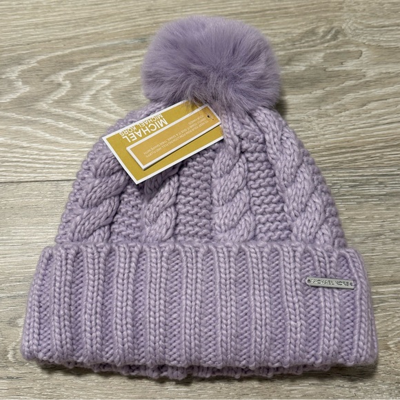 MICHAEL Michael Kors Accessories - Michael Kors Lavender winter Pom Pom hat NWT acrylic 1 size soft fleece lined
